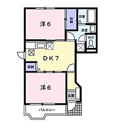 サンセール 2DKの間取図画像