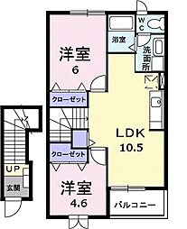 フォーリストガーデンA 2LDKの間取図画像