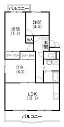 サンライズ今堤 3LDKの間取図画像