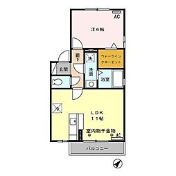 リビングタウン愛野南B 1LDKの間取図画像