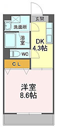 メゾンカネブン 1DKの間取図画像