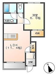 アヴァンティ 1LDKの間取図画像