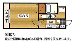 Shibuya三番館 1Kの間取図画像