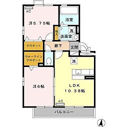 ツイトローネ3番館 2LDKの間取図画像