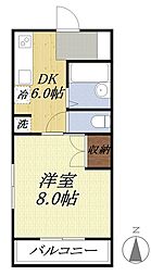 メゾンメルベーユ 1DKの間取図画像
