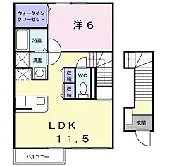 プロムナード 1LDKの間取図画像