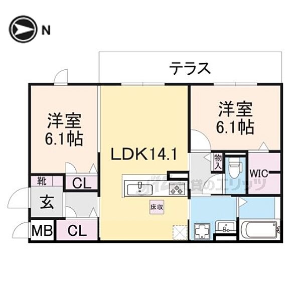 Ｅｍｏｕｖｏｉｒ 101｜大阪府枚方市伊加賀西町(賃貸アパート2LDK・1階・64.45㎡)の写真 その2