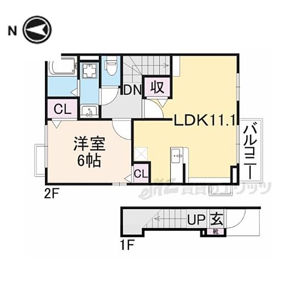奈良県橿原市醍醐町(賃貸アパート1LDK・2階・46.09㎡)の写真 その2