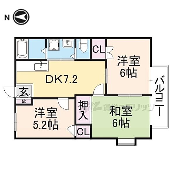 奈良県香芝市尼寺２丁目(賃貸アパート3DK・2階・52.17㎡)の写真 その2