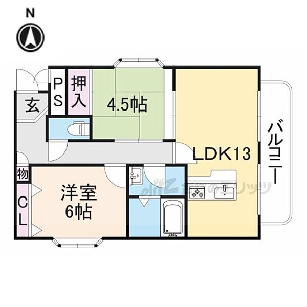 ドミシル谷辻 101｜大阪府交野市郡津１丁目(賃貸アパート2LDK・1階・55.72㎡)の写真 その2