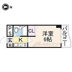 シティパレス富雄北 3階1Kの間取り