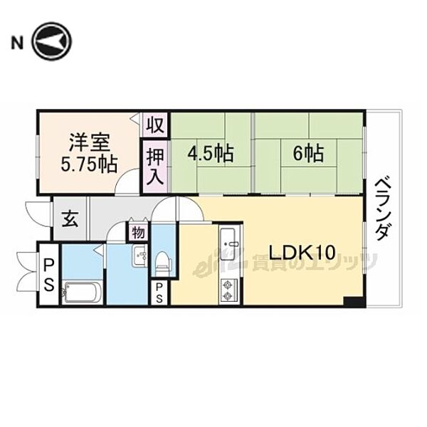 奈良県大和高田市幸町(賃貸マンション3LDK・5階・65.00㎡)の写真 その2