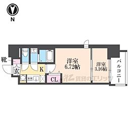 AELL OSAKA EAST 15階2Kの間取り