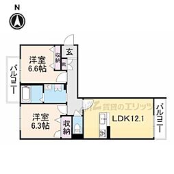 ホリーズ2 2LDKの間取図画像
