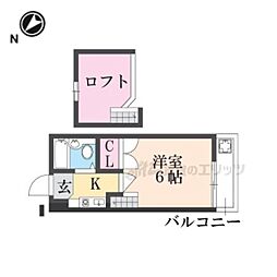 シティパレス谷田町パート2 1Kの間取図画像