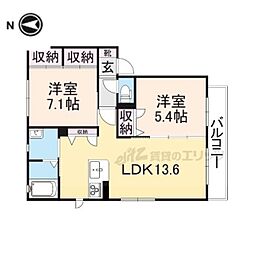 ウェストフィールドA 2LDKの間取図画像