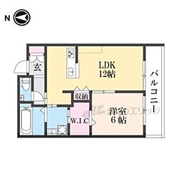 モンパルク生駒元町 1LDKの間取図画像