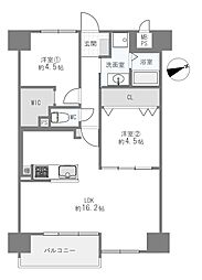 万葉ハイツ小阪菱屋西 2LDKの間取図画像