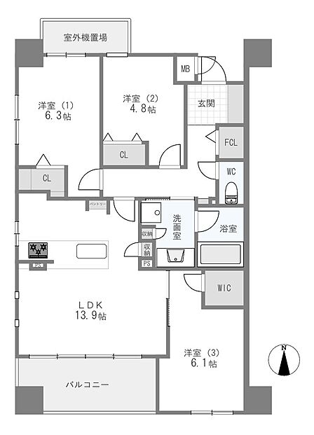 3LDK 間取り