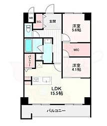 サンショウ レジデンス西新 2LDKの間取図画像