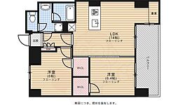 レジディア西新 2LDKの間取図画像