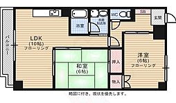 レポーゼ西新 2LDKの間取図画像
