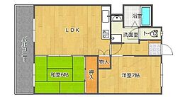 ビレッジ城月 2LDKの間取図画像
