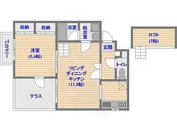 ウイングコート次郎丸 1LDKの間取図画像