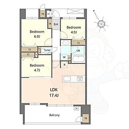 S-RESIDENCE愛宕SOUTH 3LDKの間取図画像