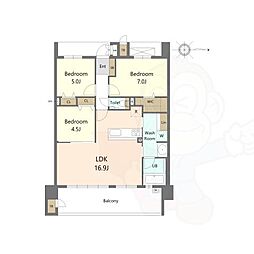 S-RESIDENCE愛宕SOUTH 3LDKの間取図画像
