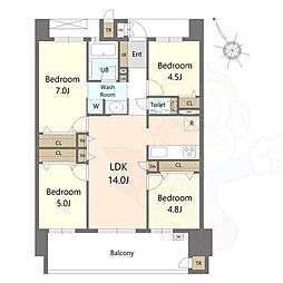 S-RESIDENCE愛宕SOUTH 4LDKの間取図画像