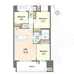 S-RESIDENCE愛宕SOUTH 3LDKの間取図画像