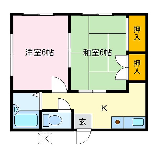 シティハイム青山 201｜千葉県我孫子市青山台４丁目(賃貸アパート2K・2階・30.30㎡)の写真 その2