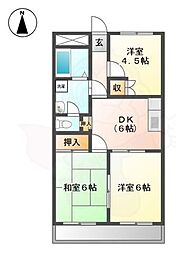 フローラルコート2番館 3DKの間取図画像