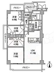 東急ドエルアルス大和八木 4LDKの間取図画像
