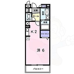 ラ・ビスタ・シエロ ワンルームの間取図画像