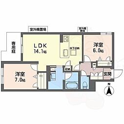 シャーメゾン 香芝 ワイケイ 2LDKの間取図画像