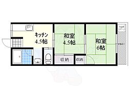 第2三吉荘 2Kの間取図画像