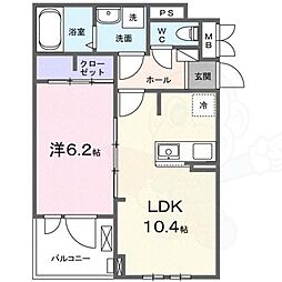 ラヴィエールI 1LDKの間取図画像