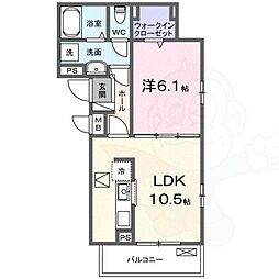 ラヴィエールI 1LDKの間取図画像