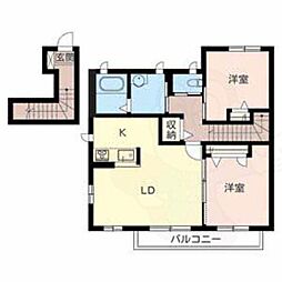 モン・ヴェールH 2LDKの間取図画像