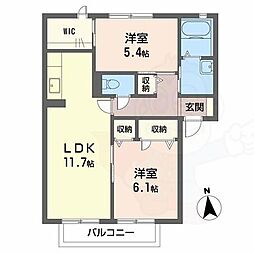 アーバヒルO 2LDKの間取図画像