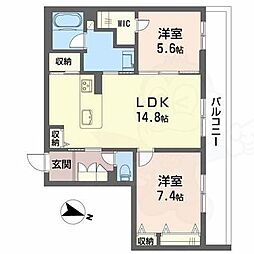 ベルフレージュ2 2LDKの間取図画像