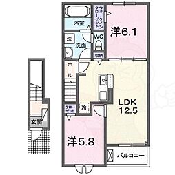 ミモザ 2LDKの間取図画像