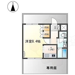 グラスコート 1Kの間取図画像