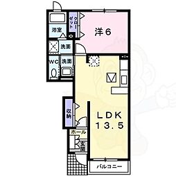 メゾンズタカマツB 1LDKの間取図画像