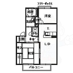 サニーサイドA 2LDKの間取図画像