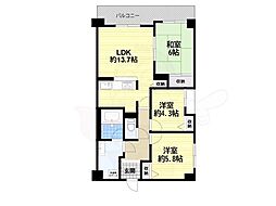 シャルマンコーポ桜井2 3LDKの間取図画像