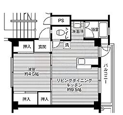 ビレッジハウス曽大根2号棟 1LDKの間取図画像