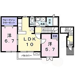 サニーセレノE棟 2LDKの間取図画像